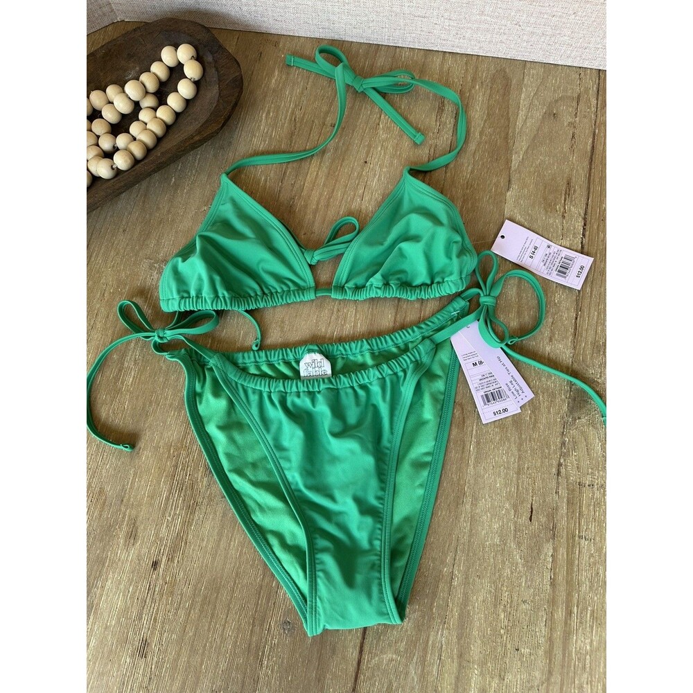 Wild Fable Green Bikini Top & Bottom Set (size S top, size M bottom) NWT